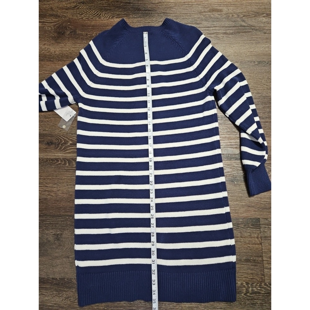Sonoma Goods For Life Henley Sweater Dress In Navy White Stripe Size Small - Picture 8 of 10